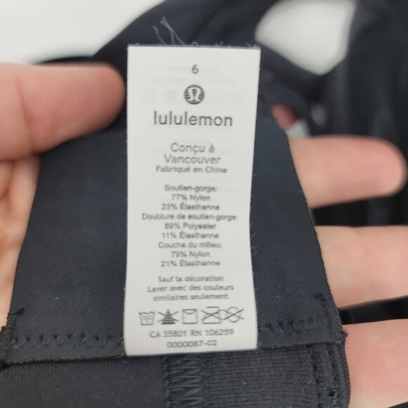 Lululemon Black Criss Cross Back Stash It All Bra Sports Bra Size 6 C/D - Picture 3 of 4